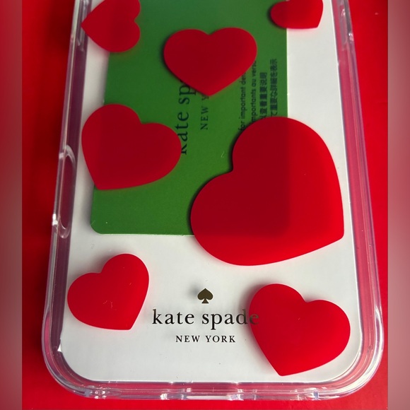 Kate Spade Transparent Case with Vibrant Red Hearts,iPhone 16 Pro Max. - Picture 6 of 13